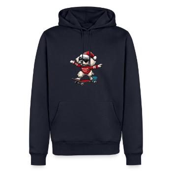 Pudel Hund Weihnachten Skateboard - Männer Premium Bio Hoodie - Navy - Vorne - Nico (187cm)