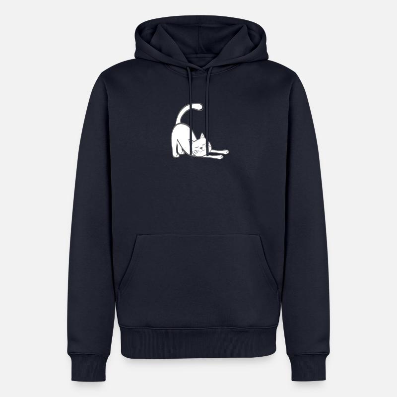 Chat extensible chat chaton stretching stretching - Sweat à capuche Premium bio Homme - bleu marine