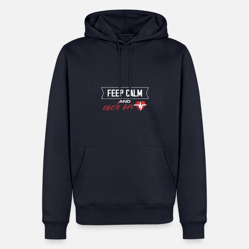 Restez calme et codez - Sweat à capuche Premium bio Homme - bleu marine