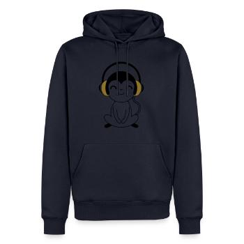 Monkey in headphones customizable - Men’s Premium Organic Hoodie - navy - Front - Nico (187cm)