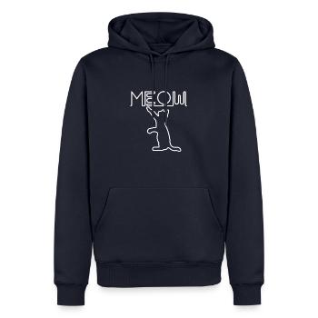 Miaou, aquarelle, coloré, chat, contour, lettrage néon - Sweat à capuche Premium bio Homme - bleu marine - Devant - Nico (187cm)