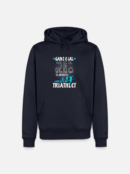 Kinder Triathlon T-Shirt - Papa ist Triathlet - Männer Premium Bio Hoodie - Navy
