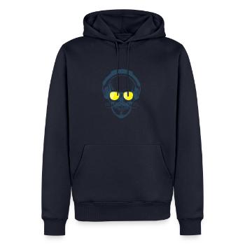 Amazing skull design with headphones - Sweat à capuche Premium bio Homme - bleu marine - Devant - Nico (187cm)
