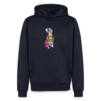 Ich bin ein Mädchen das Hunde liebt - Männer Premium Bio Hoodie - Navy - Vorne - Nico (187cm)