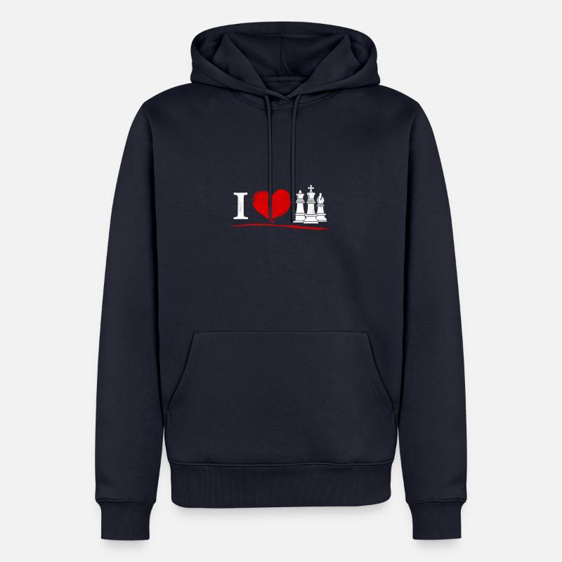 Echecs - I love échecs - Sweat à capuche Premium bio Homme - bleu marine