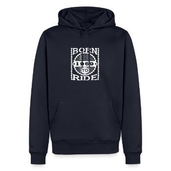 born ride geburtstag biker geschenk fahrrad 1969 - Männer Premium Bio Hoodie - Navy - Vorne - Nico (187cm)