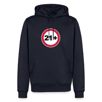 21e anniversaire 21+ - Sweat à capuche Premium bio Homme - bleu marine - Devant - Nico (187cm)