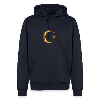Türkei Flagge in Gold Sehr Edel - Männer Premium Bio Hoodie - Navy - Vorne - Nico (187cm)