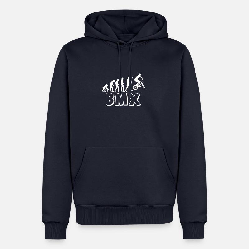 Evolution de l'humanité à BMX - Sweat à capuche Premium bio Homme - bleu marine
