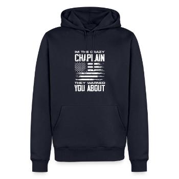 Je suis l’aumônier fou, ils vous ont averti à ce sujet - Sweat à capuche Premium bio Homme - bleu marine - Devant - Nico (187cm)