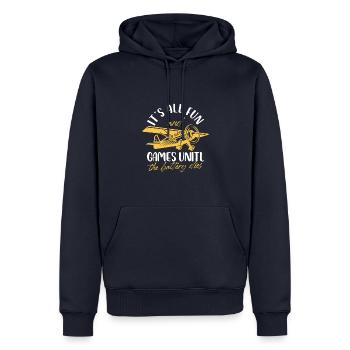 Is all fun and games until battery dies Design - Men’s Premium Organic Hoodie - navy - Front - Nico (187cm)