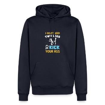 Funny Leg Amputee I Don't Need Two Legs Prosthetic - Men’s Premium Organic Hoodie - navy - Front - Nico (187cm)