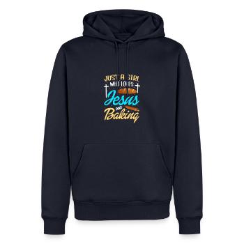 Just A Girl Who Loves Jesus And Baking - Männer Premium Bio Hoodie - Navy - Vorne - Nico (187cm)