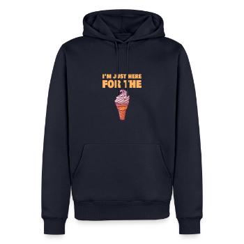 Je suis juste ici pour le dessert de nourriture drôle de crème glacée - Sweat à capuche Premium bio Homme - bleu marine - Devant - Nico (187cm)