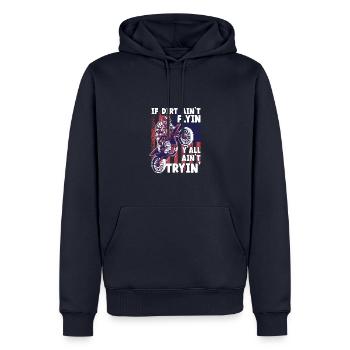Course de piste de terre drôle si la terre ne vole pas - Sweat à capuche Premium bio Homme - bleu marine - Devant - Nico (187cm)
