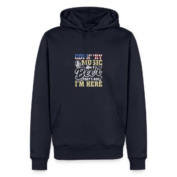 Country Music and Beer That's Why I'm Here - Männer Premium Bio Hoodie - Navy - Vorne - Nico (187cm)