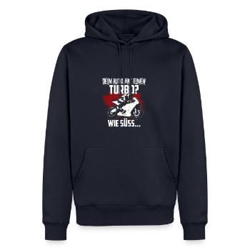 Motorrad Rennmaschine Turbo - Männer Premium Bio Hoodie - Navy - Vorne - Nico (187cm)