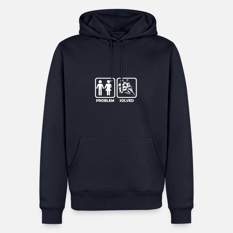 motorcycle superbike problem solution - Männer Premium Bio Hoodie - Navy