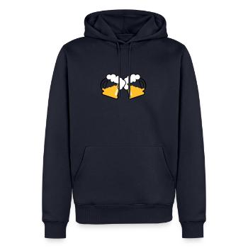 Mug à bière Emblème de la bière 3c - Sweat à capuche Premium bio Homme - bleu marine - Devant - Nico (187cm)