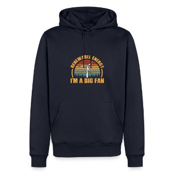 Retro Background Wind Power Lover Renewable Energy - Männer Premium Bio Hoodie - Navy - Vorne - Nico (187cm)