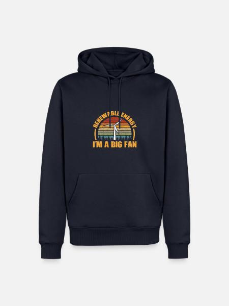 Retro Background Wind Power Lover Renewable Energy - Männer Premium Bio Hoodie - Navy
