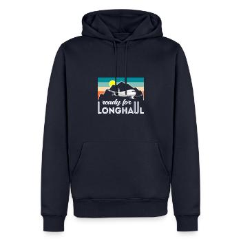 A350 Ready for Longhaul - Geschenk Pilot - Männer Premium Bio Hoodie - Navy - Vorne - Nico (187cm)
