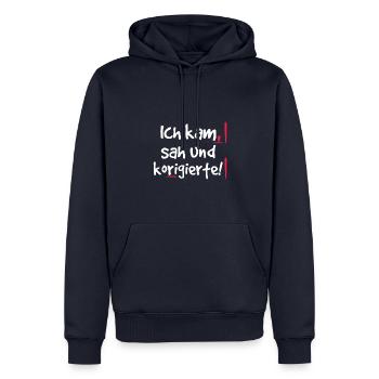 Ich Kam Sah Und Korrigierte Deutsch Grammatik - Männer Premium Bio Hoodie - Navy - Vorne - Nico (187cm)