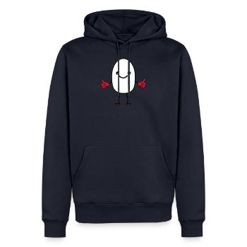lachendes ei - Männer Premium Bio Hoodie - Navy - Vorne - Nico (187cm)