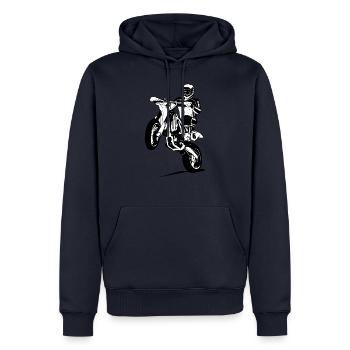 Supermoto - Supermotard - Sweat à capuche Premium bio Homme - bleu marine - Devant - Nico (187cm)