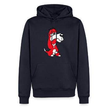Dog Sitting Drooling Spit Tongue Funny Silly Comic - Men’s Premium Organic Hoodie - navy - Front - Nico (187cm)