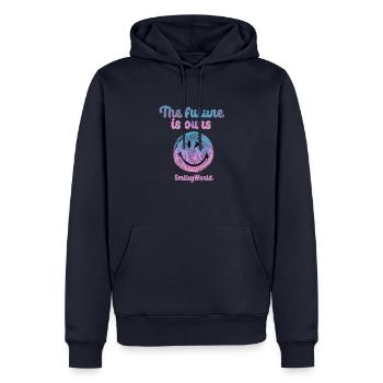 smiley,swfa21,graffiti,malerei,comic,the future is - Männer Premium Bio Hoodie - Navy - Vorne - Nico (187cm)