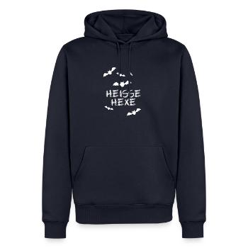 heisse hexe,hexe,halloween,fledermaus,weiss - Männer Premium Bio Hoodie - Navy - Vorne - Nico (187cm)