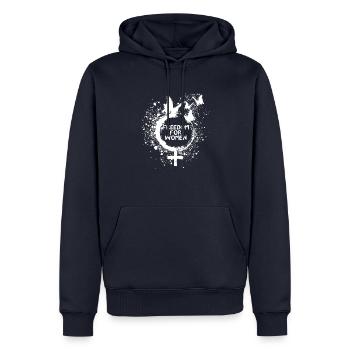 Liberté pour les femmesLiberté pour les femmes - Sweat à capuche Premium bio Homme - bleu marine - Devant - Nico (187cm)