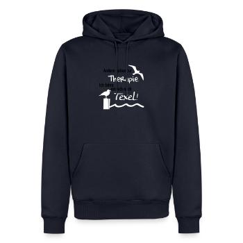 Therapie Texel - Männer Premium Bio Hoodie - Navy - Vorne - Nico (187cm)
