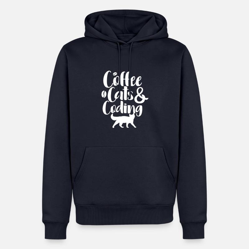 Coffee Cats And Coding - Men’s Premium Organic Hoodie - navy