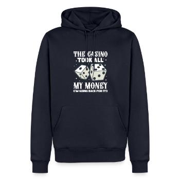 Le casino a pris tout mon argent, j’y retourne - Sweat à capuche Premium bio Homme - bleu marine - Devant - Nico (187cm)