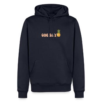 One day - Männer Premium Bio Hoodie - Navy - Vorne - Nico (187cm)