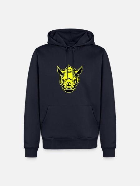 Rhino Head Portrait Icon - Men’s Premium Organic Hoodie - navy