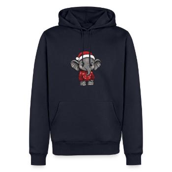 Bande dessinée de Noël éléphant - Sweat à capuche Premium bio Homme - bleu marine - Devant - Nico (187cm)