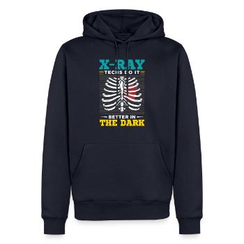 X-ray techs do it better in the dark - Männer Premium Bio Hoodie - Navy - Vorne - Nico (187cm)