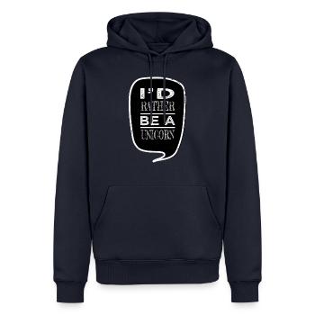 Dessin animé licorne cadeaux d’anniversaire geek - Sweat à capuche Premium bio Homme - bleu marine - Devant - Nico (187cm)