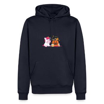 Licorne d’Halloween - Halloween - Sweat à capuche Premium bio Homme - bleu marine - Devant - Nico (187cm)