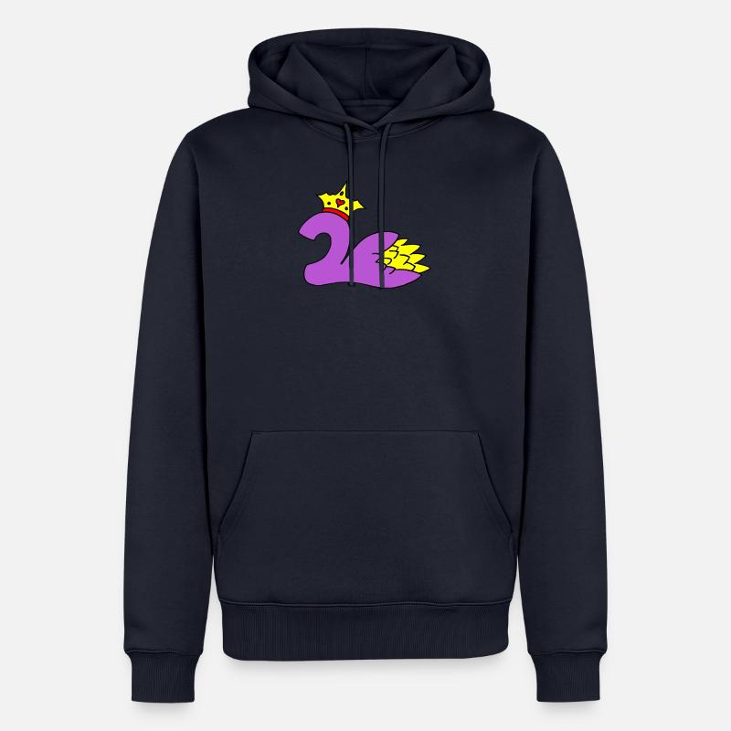 Deux avec couronne et fleur - Sweat à capuche Premium bio Homme - bleu marine