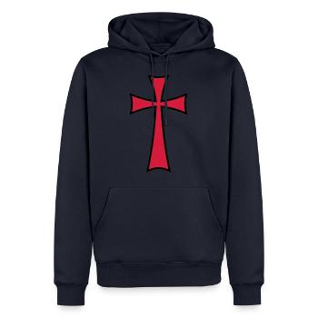03 Templer Kreuz Mittelalter 2c - Sweat à capuche Premium bio Homme - bleu marine - Devant - Nico (187cm)