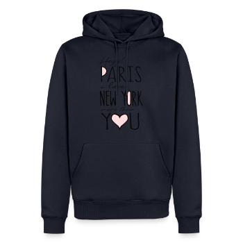 Paris - Männer Premium Bio Hoodie - Navy - Vorne - Nico (187cm)