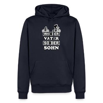 Wie der Vater so der Sohn Fahrrad - Männer Premium Bio Hoodie - Navy - Vorne - Nico (187cm)