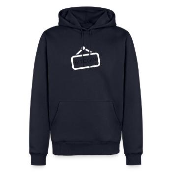 Bitcoin dans un cadre photo - Sweat à capuche Premium bio Homme - bleu marine - Devant - Nico (187cm)