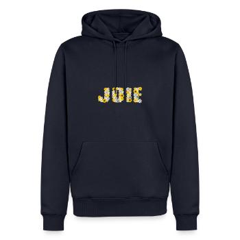 JOIE ok - Sweat à capuche Premium bio Homme - bleu marine - Devant - Nico (187cm)