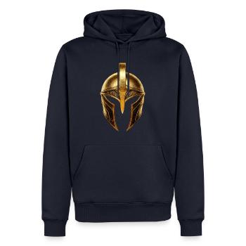 Casque Spartiate Symbole Or - Sweat à capuche Premium bio Homme - bleu marine - Devant - Nico (187cm)