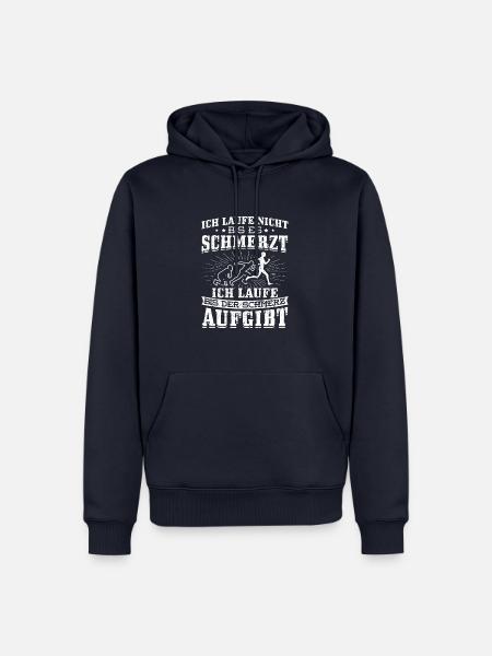 Laufen Läufer Lauf Shirt T-Shirt Bis Schmerz - Männer Premium Bio Hoodie - Navy
